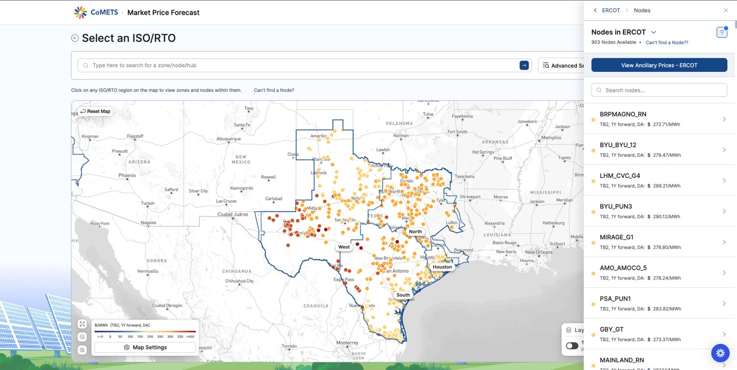 TB2 price-spread heatmap across ERCOT nodes
